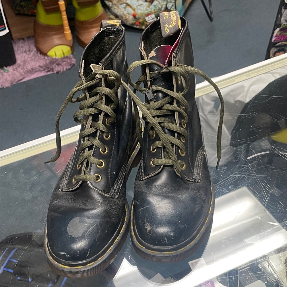 Dr. Martens UK Black Leather Combat Boots